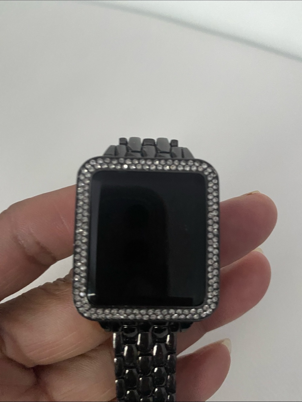 Women’s Black Digital Watch LED Touchscreen Rhinestone Square Face Watch - Picture 7 of 9